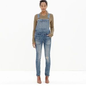 Madewell skinny denim overalls in Adrian Wash